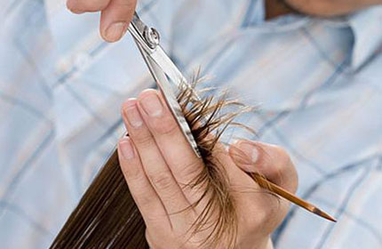 short scissor cutting techniques - cutting over the fingers